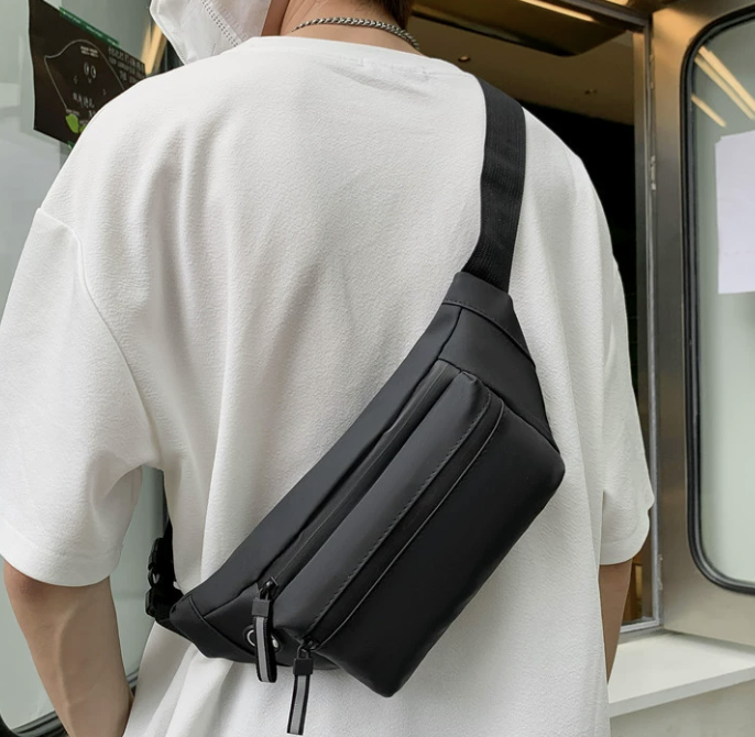 פאוץ' אופנתי עמיד למים dropshipping small waterproof crossbody bag black faux leather with zipper opening
