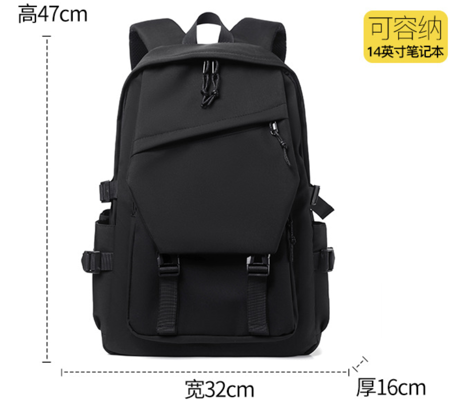 Water resistant dropshipping laptop backpack for 15 inch computers in black with padded shoulder straps