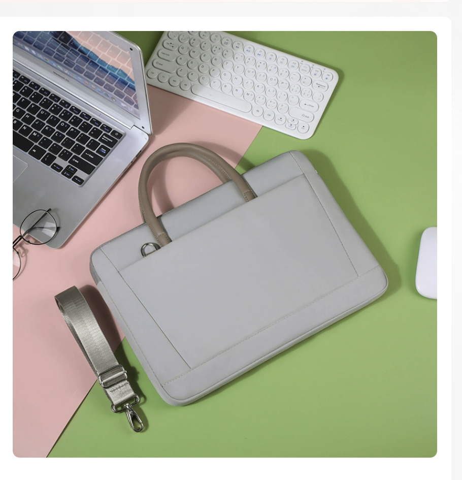Water resistant business laptop bag by AB-28 in light gray with Oxford fabric and polyester lining