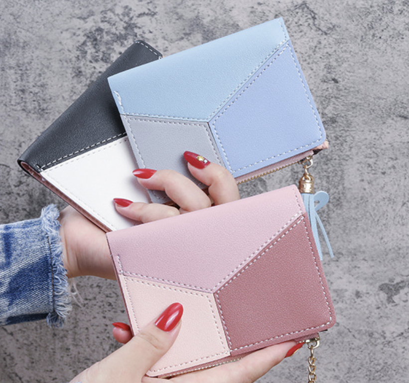 Compact pu leather bifold wallet