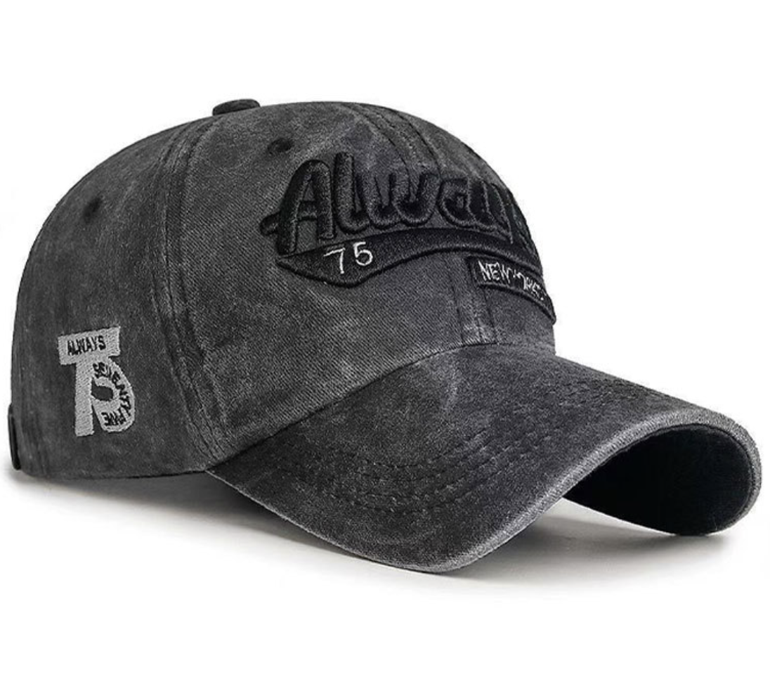 Washed Letter Embroidered Baseball Cap