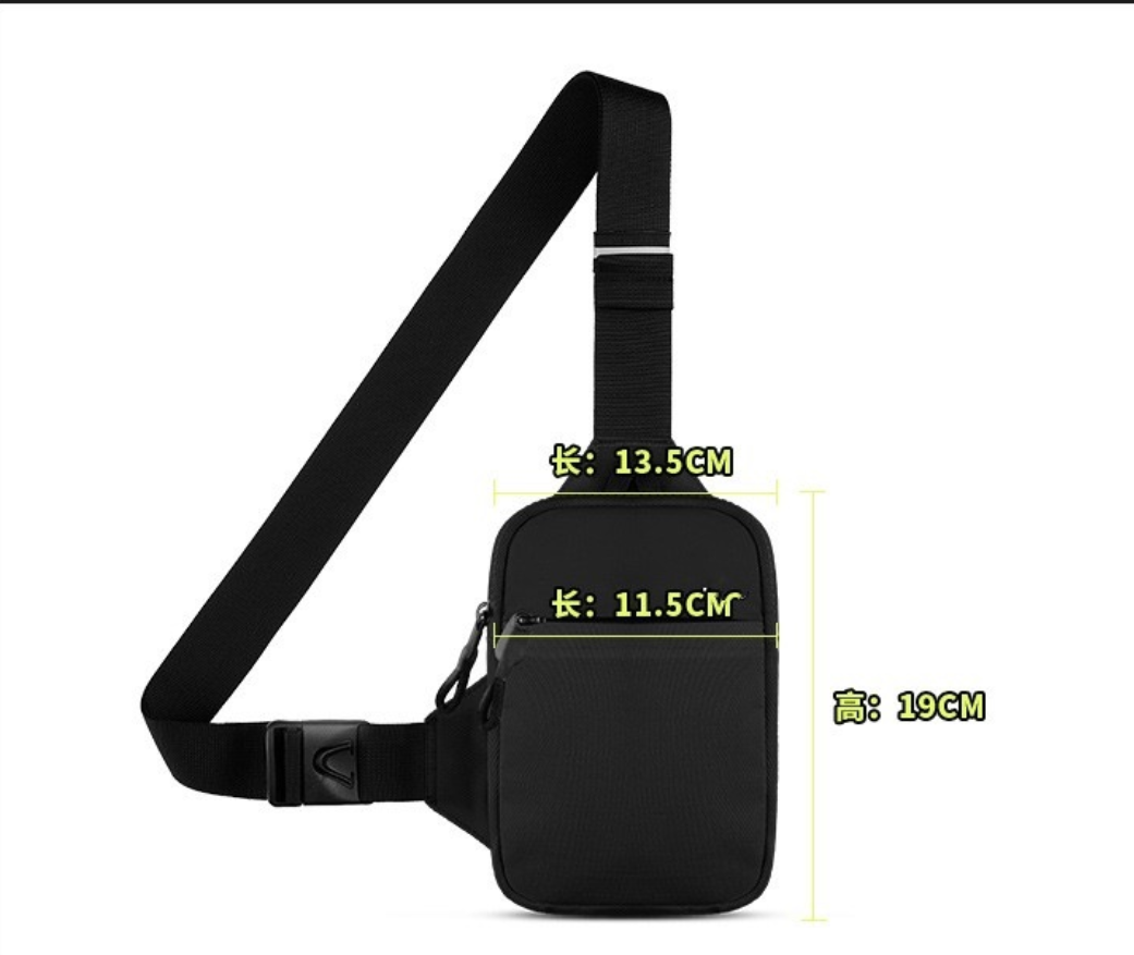 Mini Single-Shoulder Crossbody Bag AB-28 black nylon ultra-light waterproof design with adjustable strap