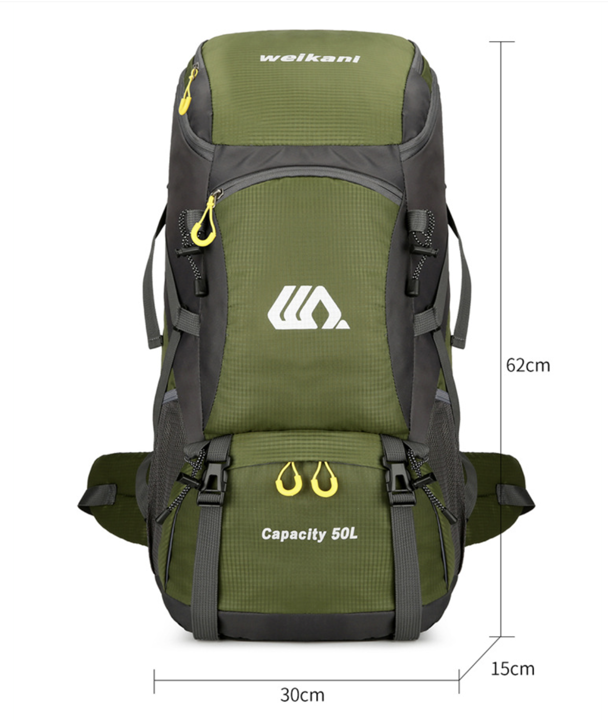 Large outdoor backpack AB-28 in olive green with Oxford waterproof fabric and 50 liter capacity