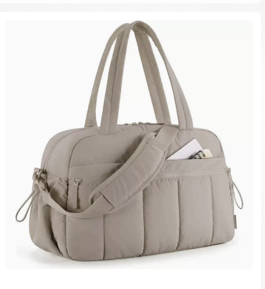 AB-28 travel storage bag in light gray with multiple pockets, foldable for suitcases and trips