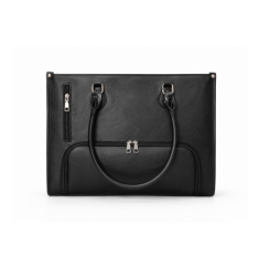 Tote laptop backpack by dropshipping in black PU leather with padded shoulder straps and work and travel use