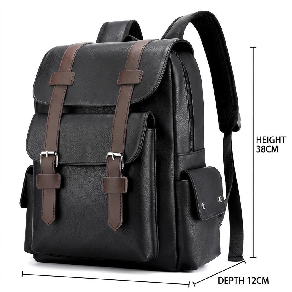 PU Leather Laptop Backpack – 14 Inch, 20–35L