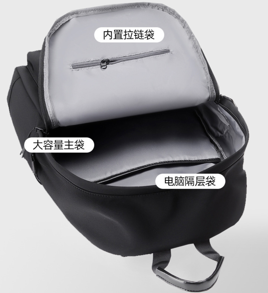 dropshipping stylish laptop backpack in black Oxford fabric with padded shoulder straps for comfortable carry