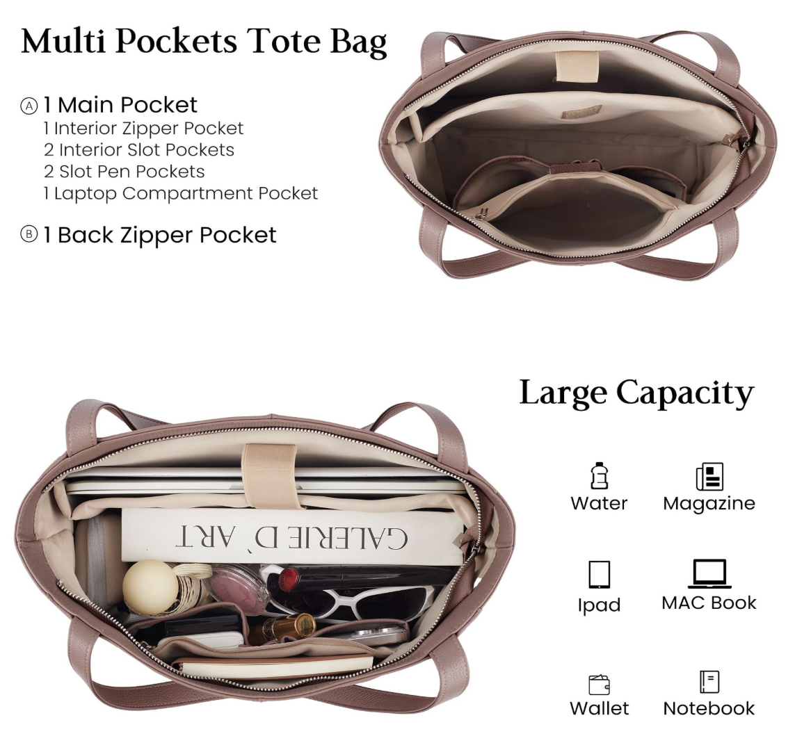 dropshipping tote bag Pink with one shoulder strap and an interior phone and document pocket