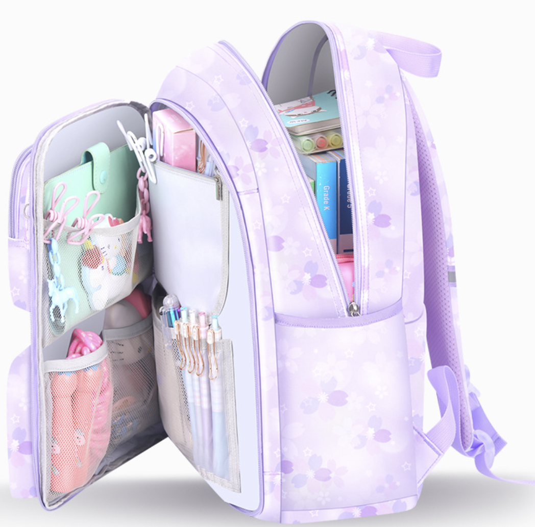 תיק בית ספר לילדים עם חומר אנטי בקטריאלי dropshipping Pink school bag with padded shoulder straps