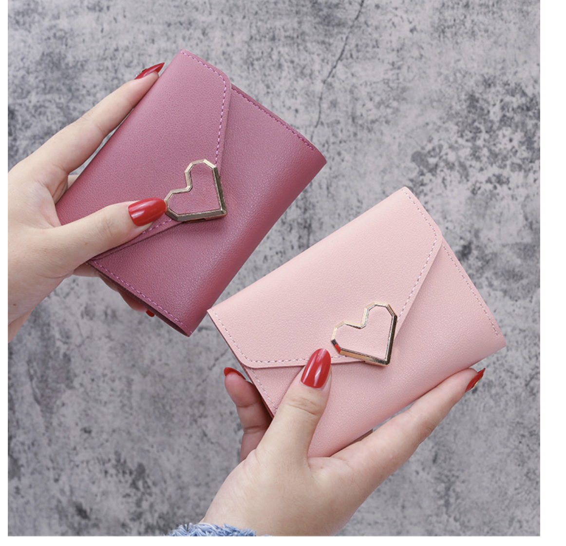 ארנק עור קומפקטי לכרטיסים ושטרות AB-28 pink leather wallet with multiple card and coin pockets