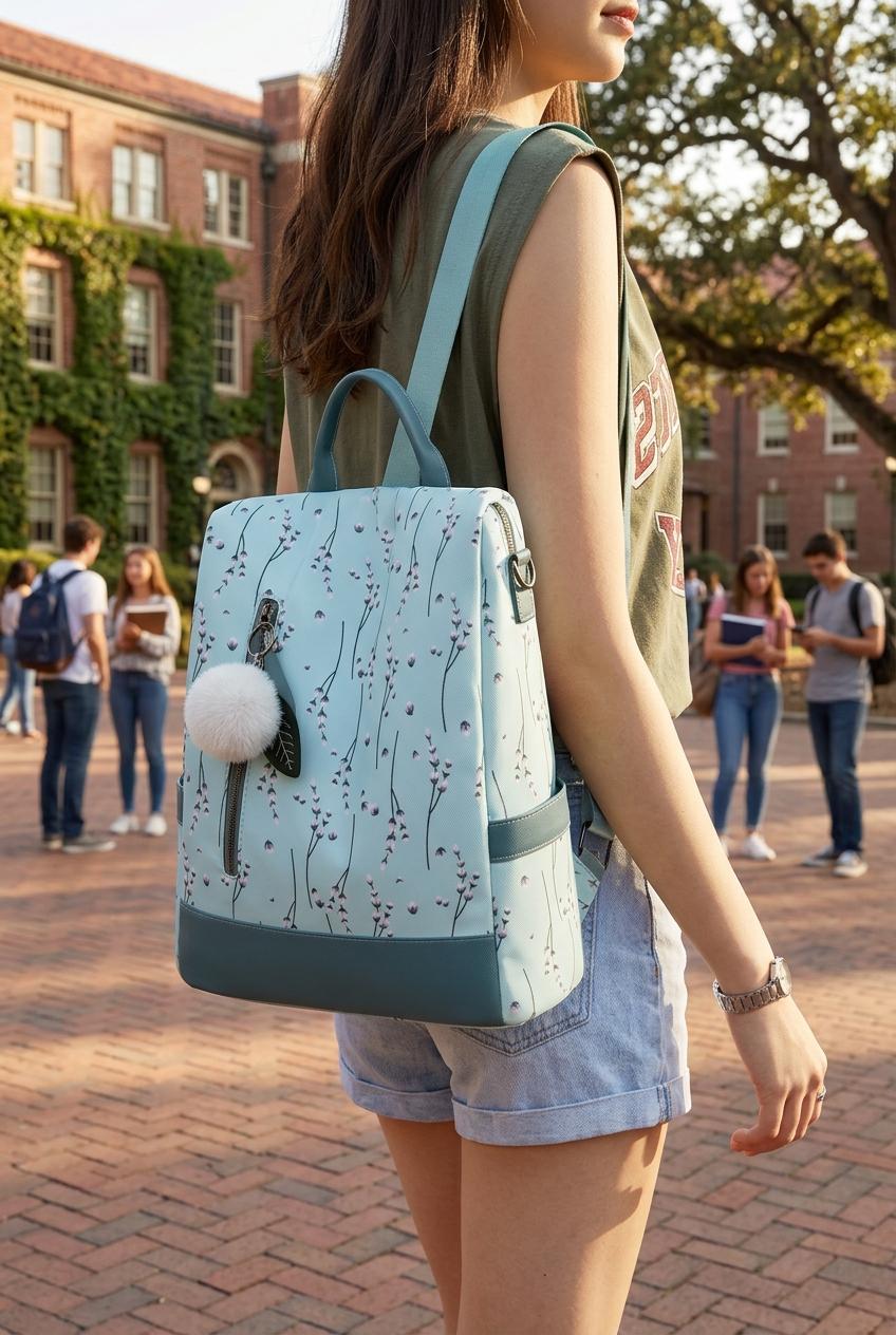 Lightweight Oxford Backpack with Hidden Zipper Pocket