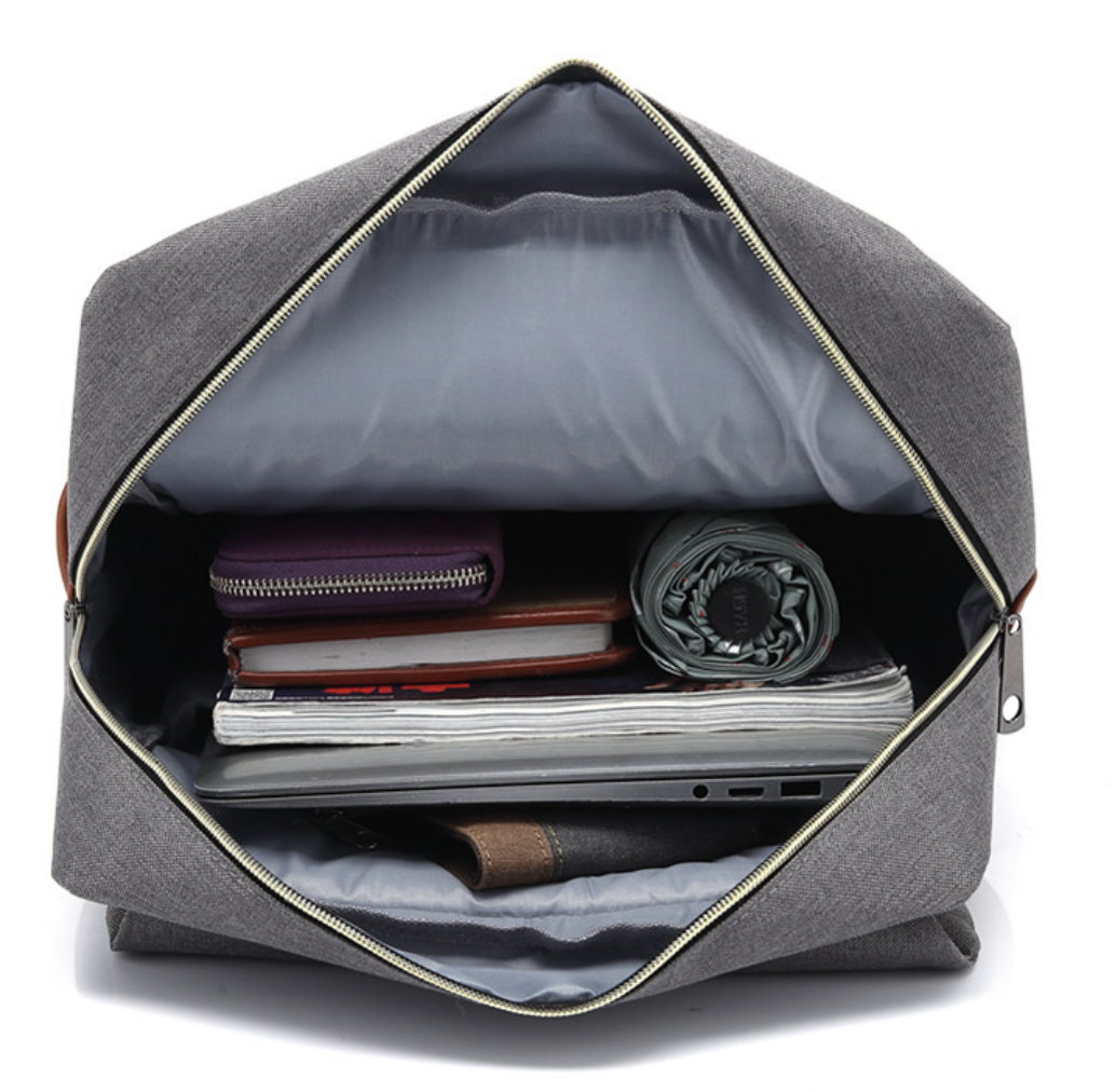 Oxford fabric backpack with laptop compartment by dropshipping, padded shoulder straps, open top view