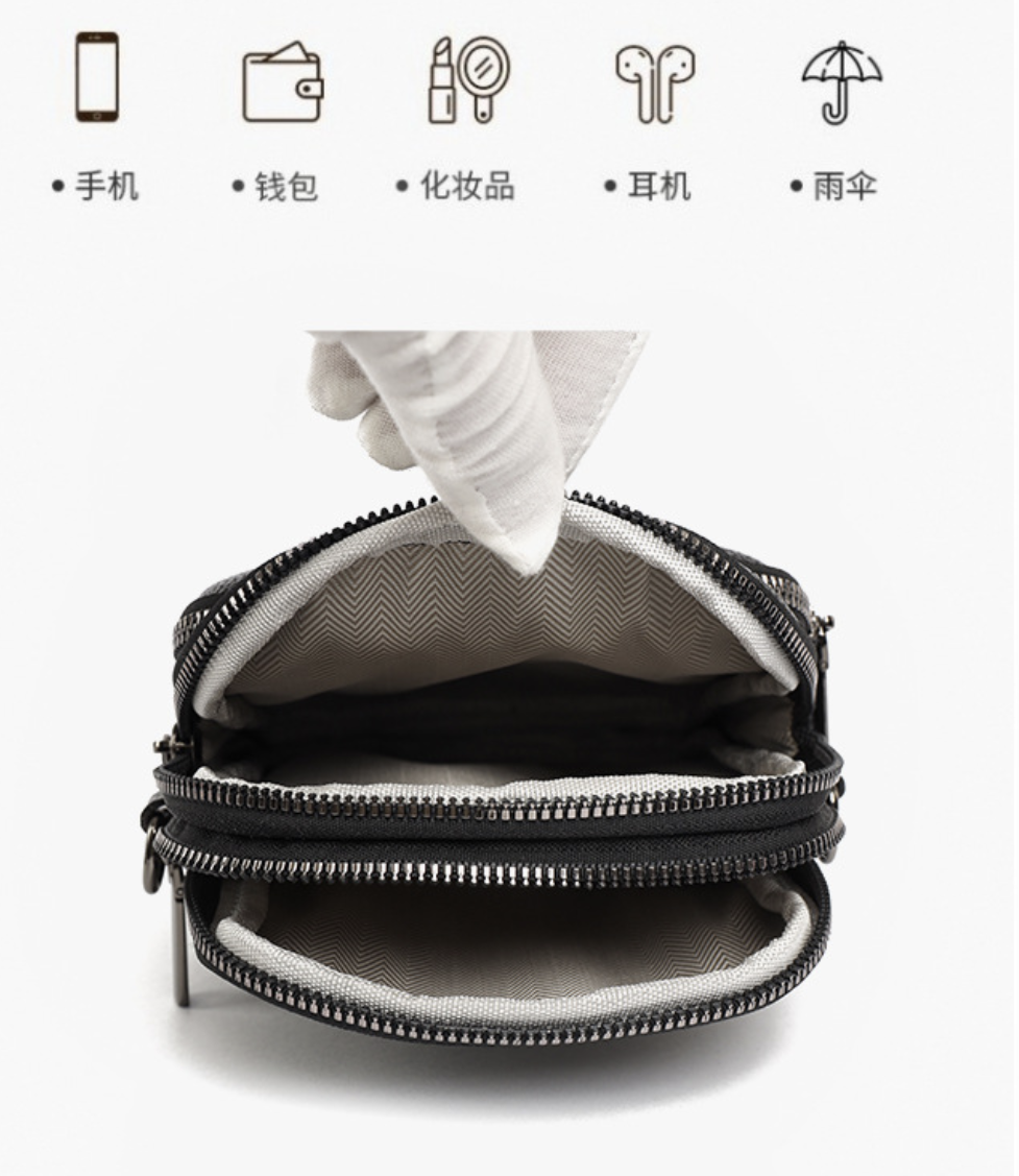 Mini PU crossbody bag by AB-28 in black with internal document pocket and zip closure