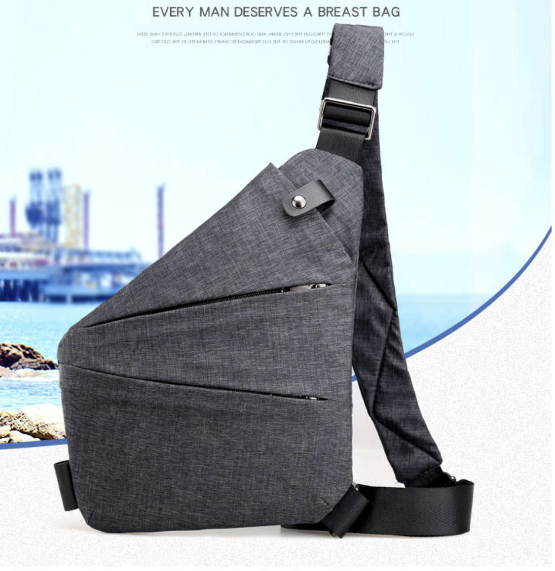תיק כתף קרוסבודי AB-28 crossbody sling bag in dark gray with multiple pockets and zip closure