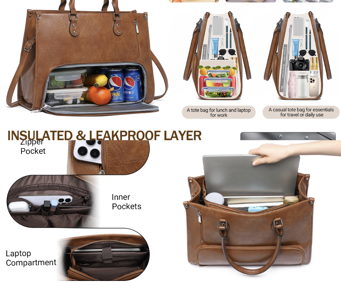 Dropshipping luxury laptop backpack in PU faux leather, padded shoulder straps and work travel style