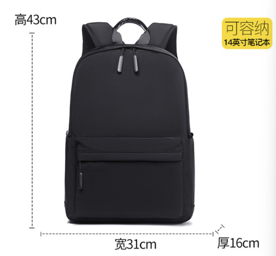 dropshipping stylish casual laptop backpack in black Oxford fabric with padded shoulder straps for comfortable carry