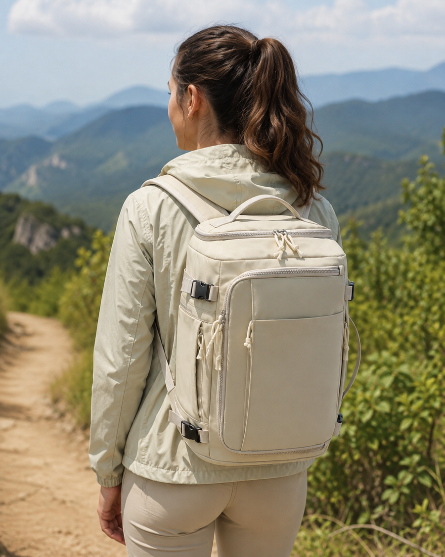 Expandable business laptop backpack