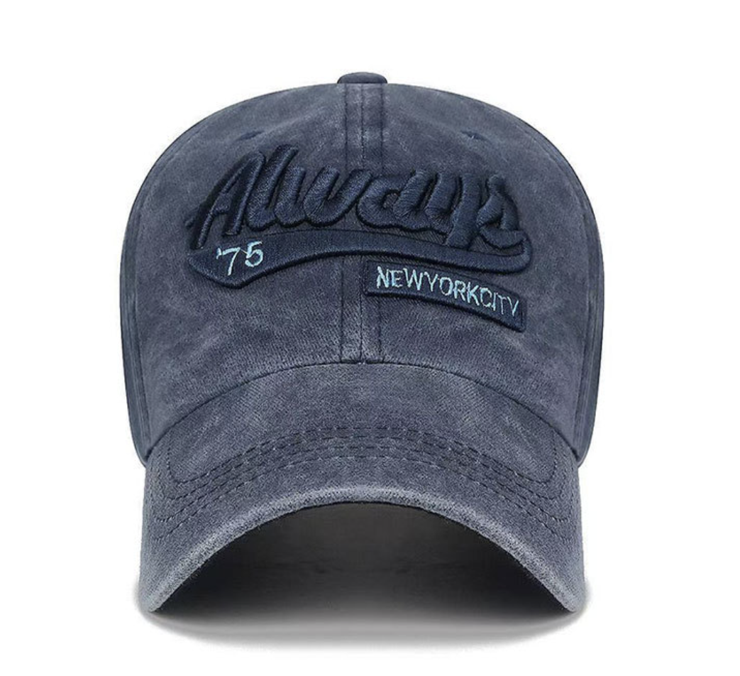 Washed Letter Embroidered Baseball Cap