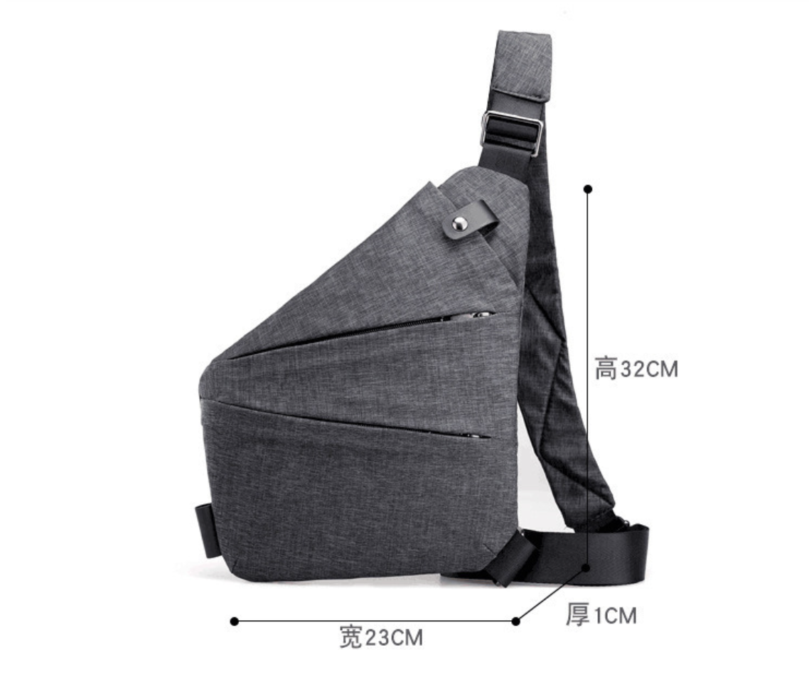 Tote crossbody shoulder bag AB-28 in dark gray fabric with multiple pockets and zipper closure