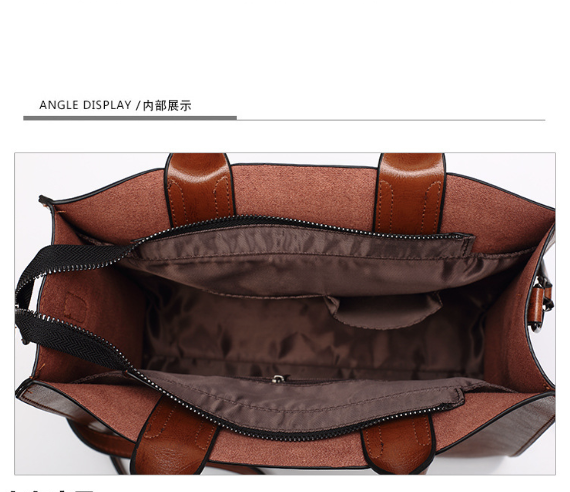 Winter women handbag AB-28 brown faux leather crossbody bag with multiple pockets and zip closure