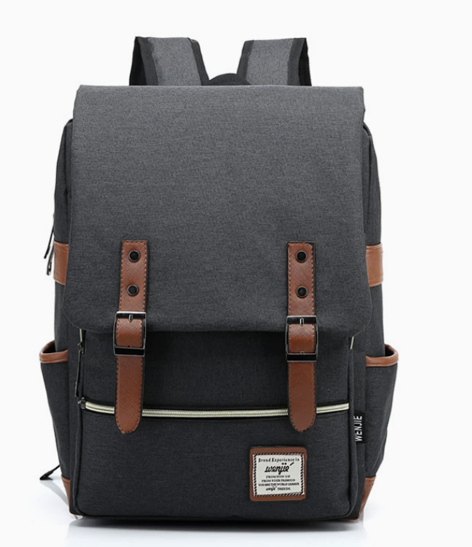 Oxford fabric backpack by dropshipping in dark gray with padded shoulder straps and a dedicated laptop compartment