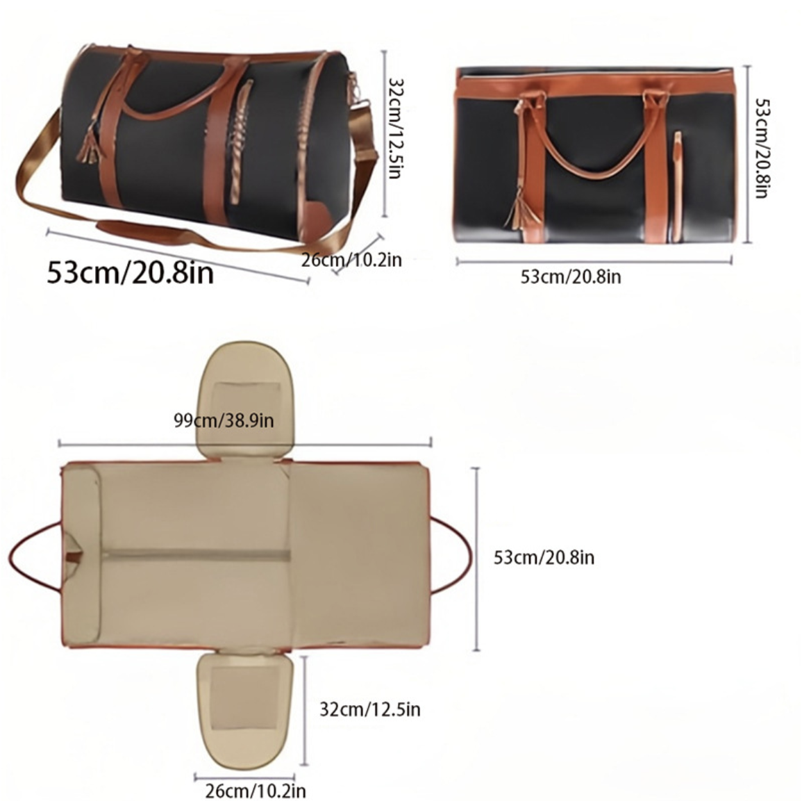 Multifunctional PU leather storage bag by AB-28 in black with travel and gym use
