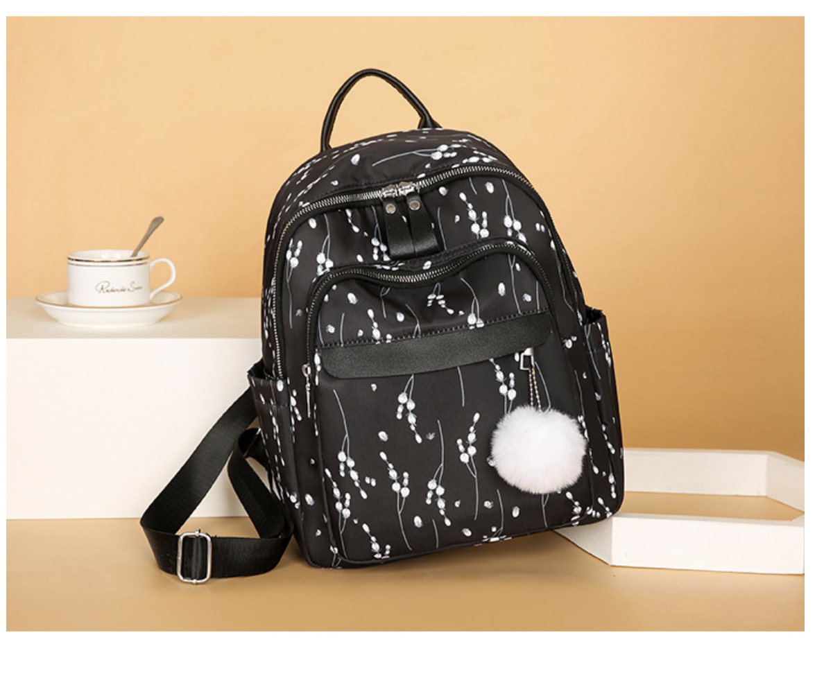 Large travel bag by AB-28 with extra capacity, black water resistant backpack and side carry straps