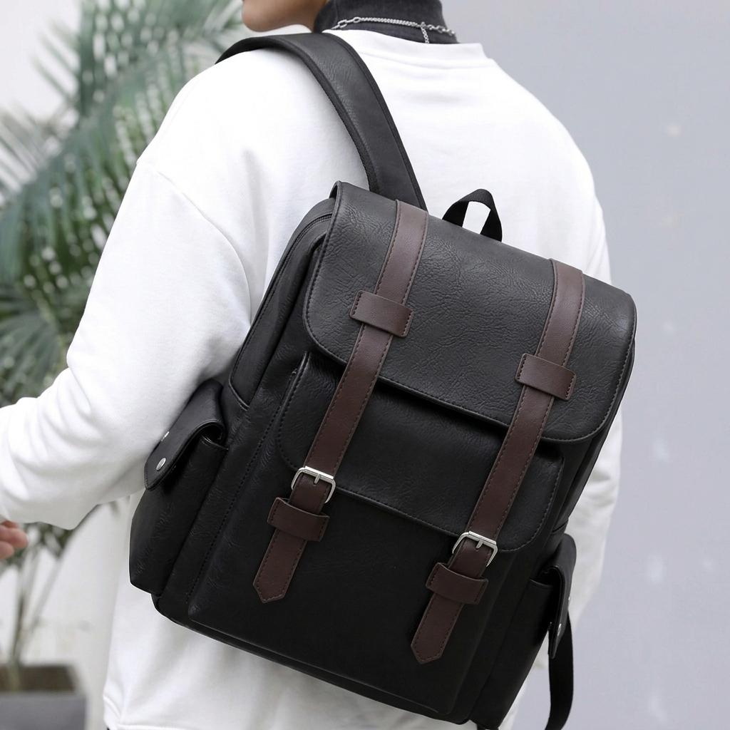 PU Leather Laptop Backpack – 14 Inch, 20–35L