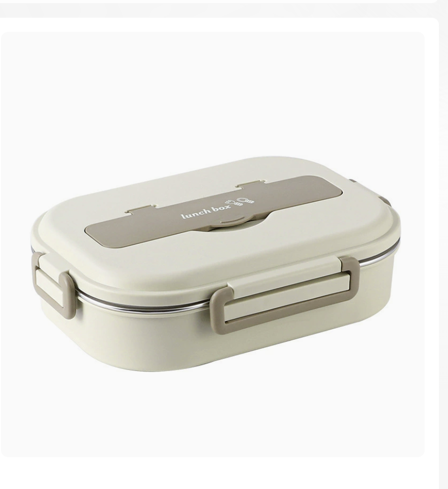 AB-28 insulated stainless steel 304 lunch box in light gray with heat keeping lid and handle
