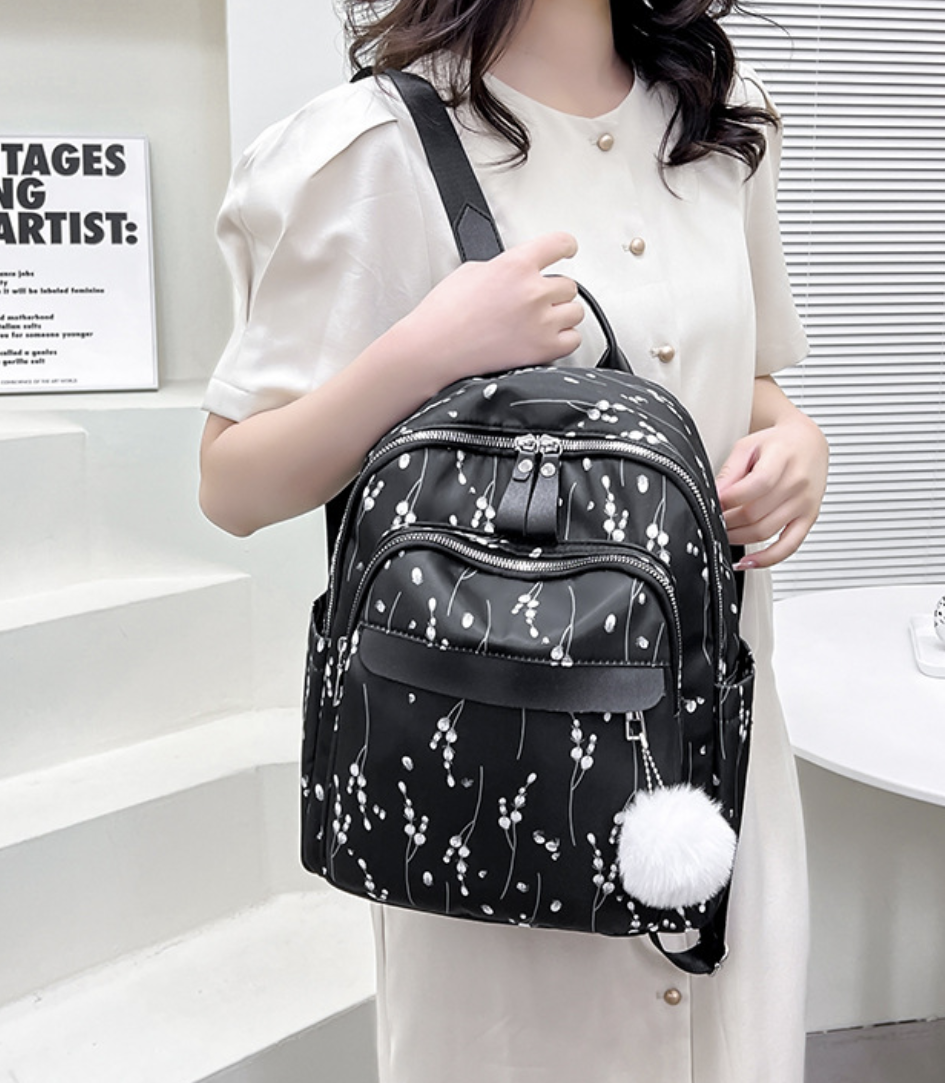Large travel bag by AB-28 in black with water resistant fabric and separate shoe zipper pocket