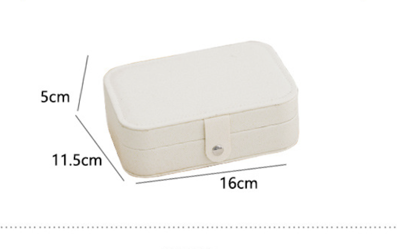 Elegant and practical jewelry box by AB-28 in light beige hard leather with soft velvet lining for protection