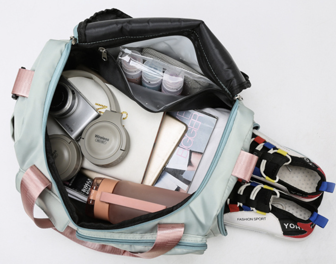 Unisex sport bag AB-28 light blue Oxford fabric with separate wet and dry storage compartments