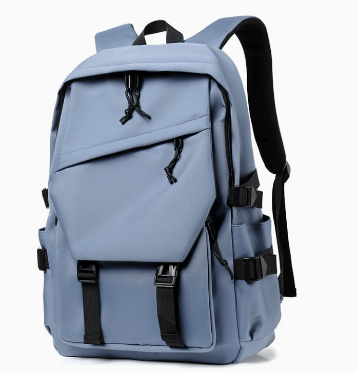 Water resistant backpack with laptop compartment 15 inch, dropshipping, light blue polyester with padded shoulder straps