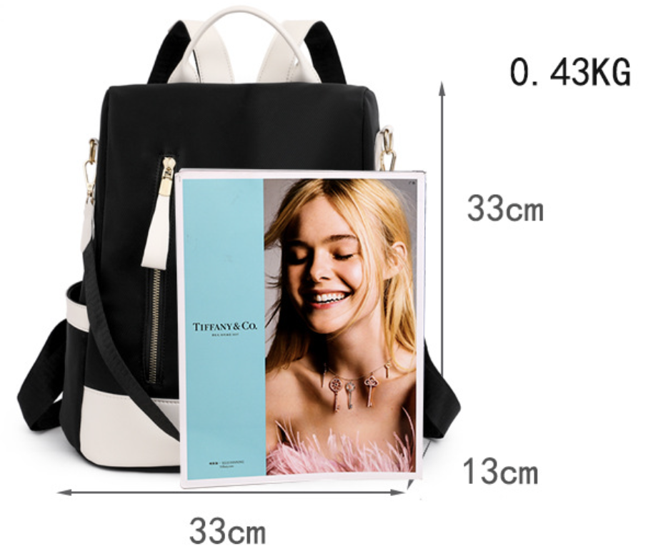 Dropshipping backpack with hidden pocket and shock protection, black Oxford fabric and padded shoulder straps