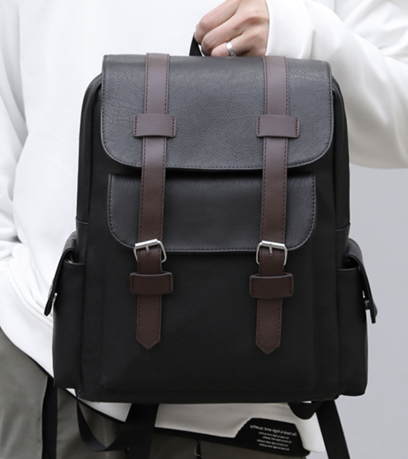 14 inch pu leather laptop backpack