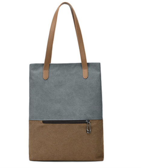 Multi purpose canvas backpack by dropshipping in gray and brown with padded shoulder straps for campus, study, and work