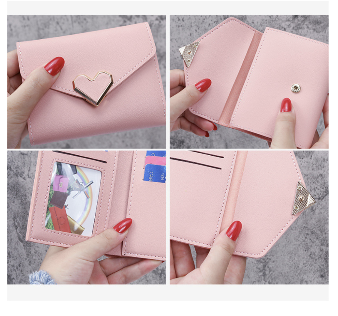 ארנק עור קומפקטי לכרטיסים ושטרות AB-28 pink leather wallet with multiple card and coin pockets