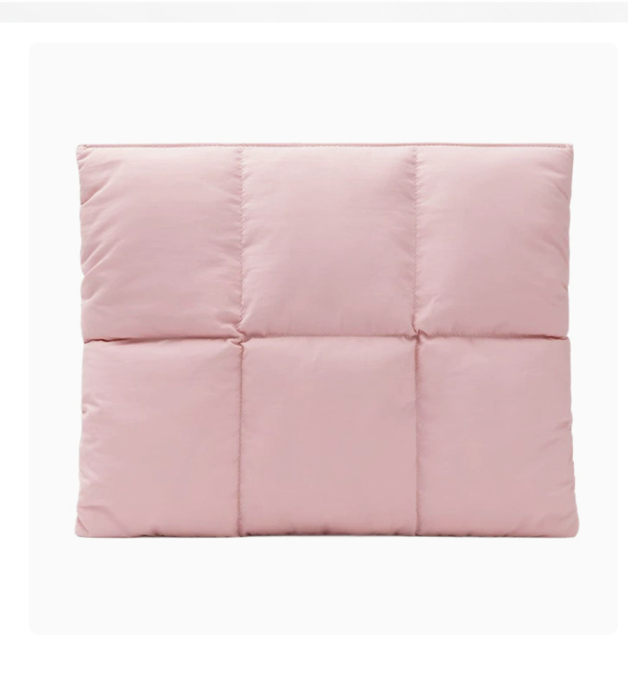 AB-28 ultra slim laptop bag in light pink nylon with suede lining and anti theft feature
