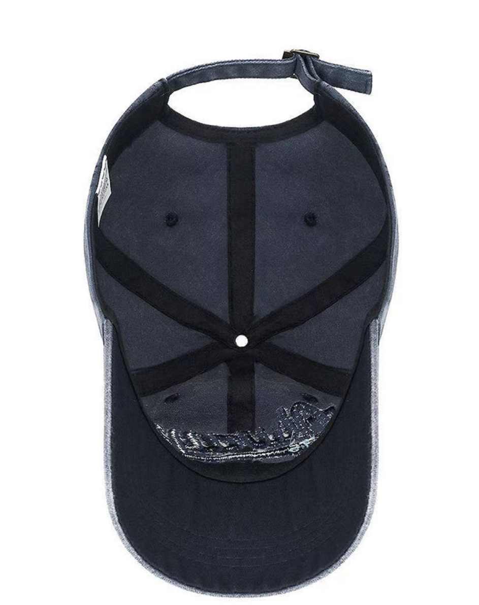 Washed Letter Embroidered Baseball Cap
