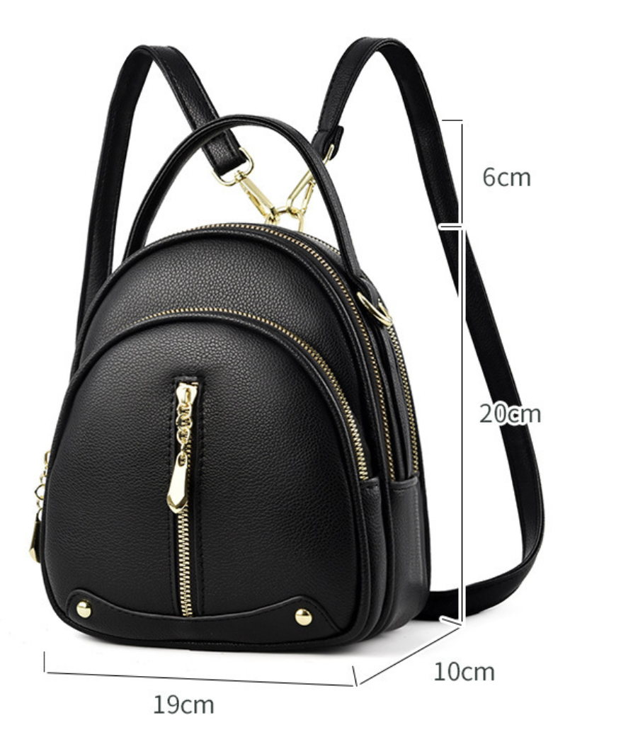 Classic comfortable faux leather backpack by dropshipping in black PU with padded shoulder straps
