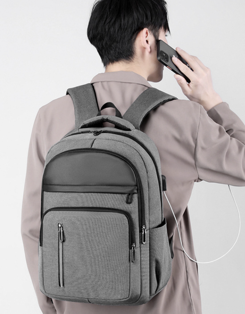 תיק גב למחשב ניילון קיבולת גדולה dropshipping laptop backpack gray nylon padded shoulder straps for travel