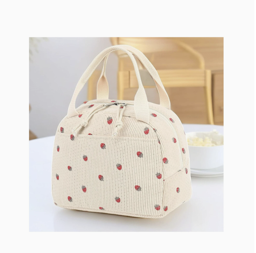 Floral corduroy lunch bag