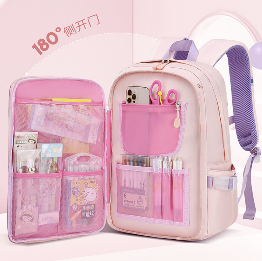 Dropshipping תיק גב לילדים לחזרה לבית הספר pink kids school backpack with back straps for posture support