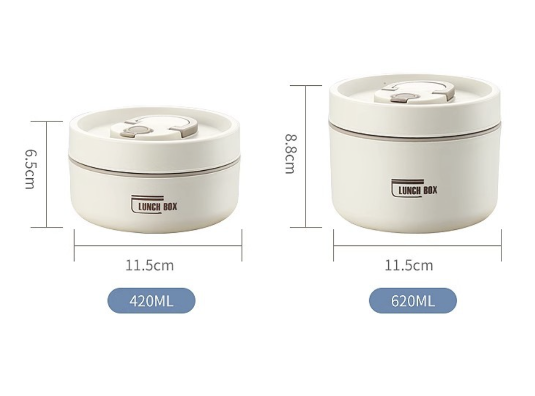AB-28 insulated stainless steel lunch box in white with heat insulation and a tight locking lid