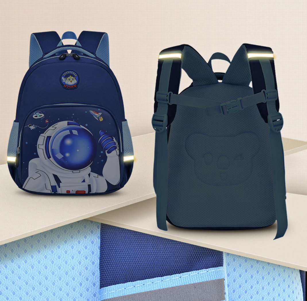 Early childhood garden backpack AB-28 for kids, navy Oxford fabric with ventilated back and padded straps