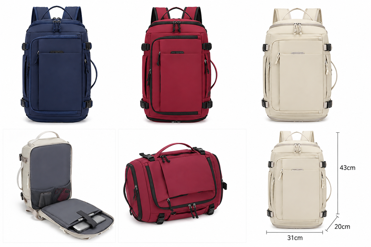 Expandable Travel Backpack with Wet/Dry Compartment
