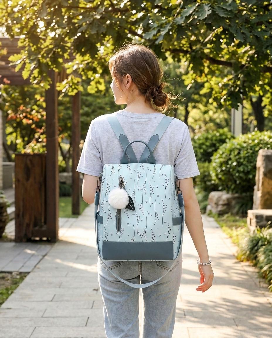 Lightweight Oxford Backpack with Hidden Zipper Pocket
